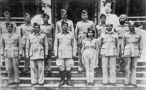 Subhash Chandra Bose and Members of the Azad Hind Fauz in 1940