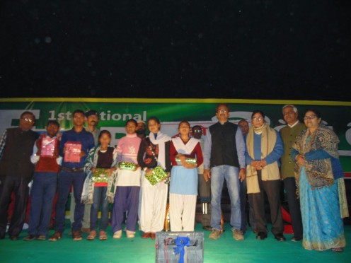 Dynamic DM Md.Sohail distributing prizes in the presence of Dr.Bhupendra Narayan Madhepuri and others at BN Mandal Stadium Madhepuri.