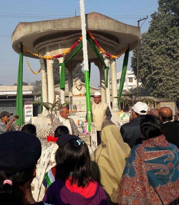 Dr.Madhepuri delivering speech after flag hoisting on the occasion of 68th Gantantra Diwas Samaroh at Bhupendra Chowk (B.N.Mandal Chowk) Madhepura.