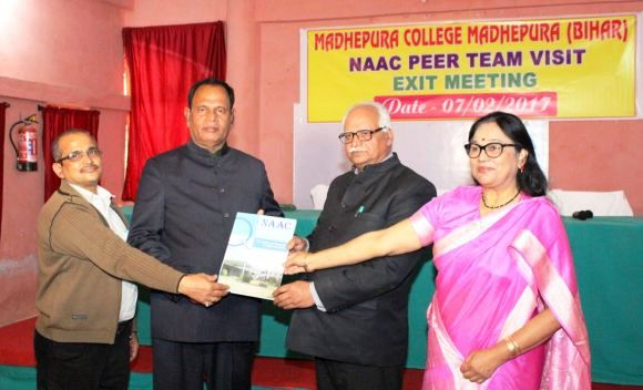 NAAC Peer Team Submitting Report to MCM Founder Principal Dr. Ashok Kumar