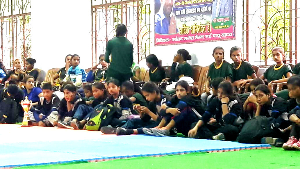 Girls Player from different districts watching the matches at BP Mandal Indoor Stadium Madhepura.