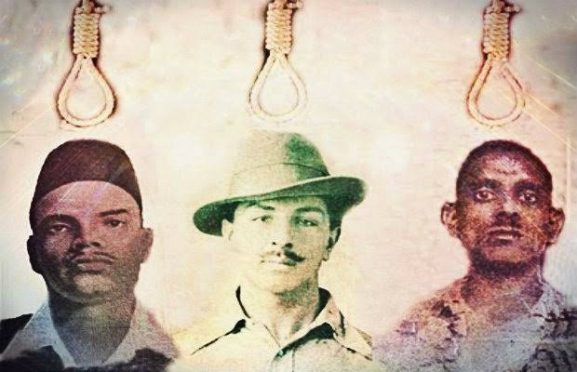 Shahide-E-Azam Sardar Bhagat Singh along with Shukdev & Rajguru before hanging.