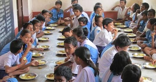 Mid Day Meal from Central Kitchen Scheme at Madhepura.