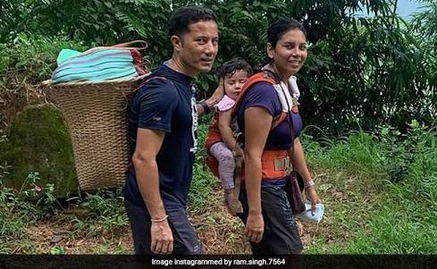 Meghalaya IAS Officer Ram Singh with wife and daughter going to buy Grocery.