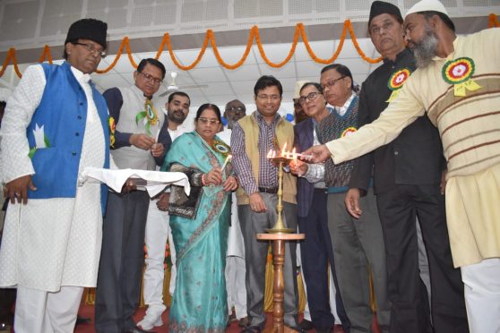 Farog-E-Urdu Seminar is being inaugurated by Sahityakar Dr.Bhupendra Madhepuri, DM Navdeep Shukla and others at Bhupendra Smriti Kala Bhawan Madhepura.