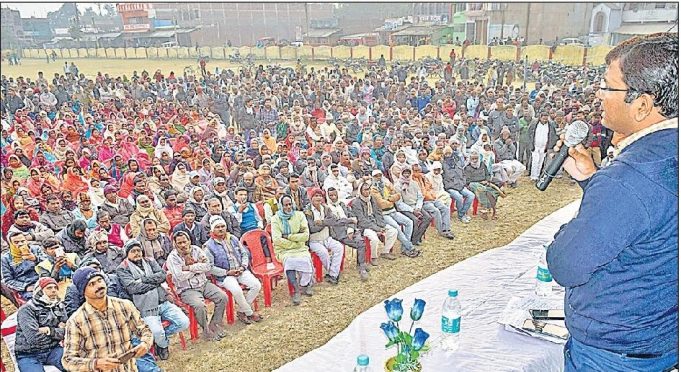 DM Navdeep Shukla addressing people