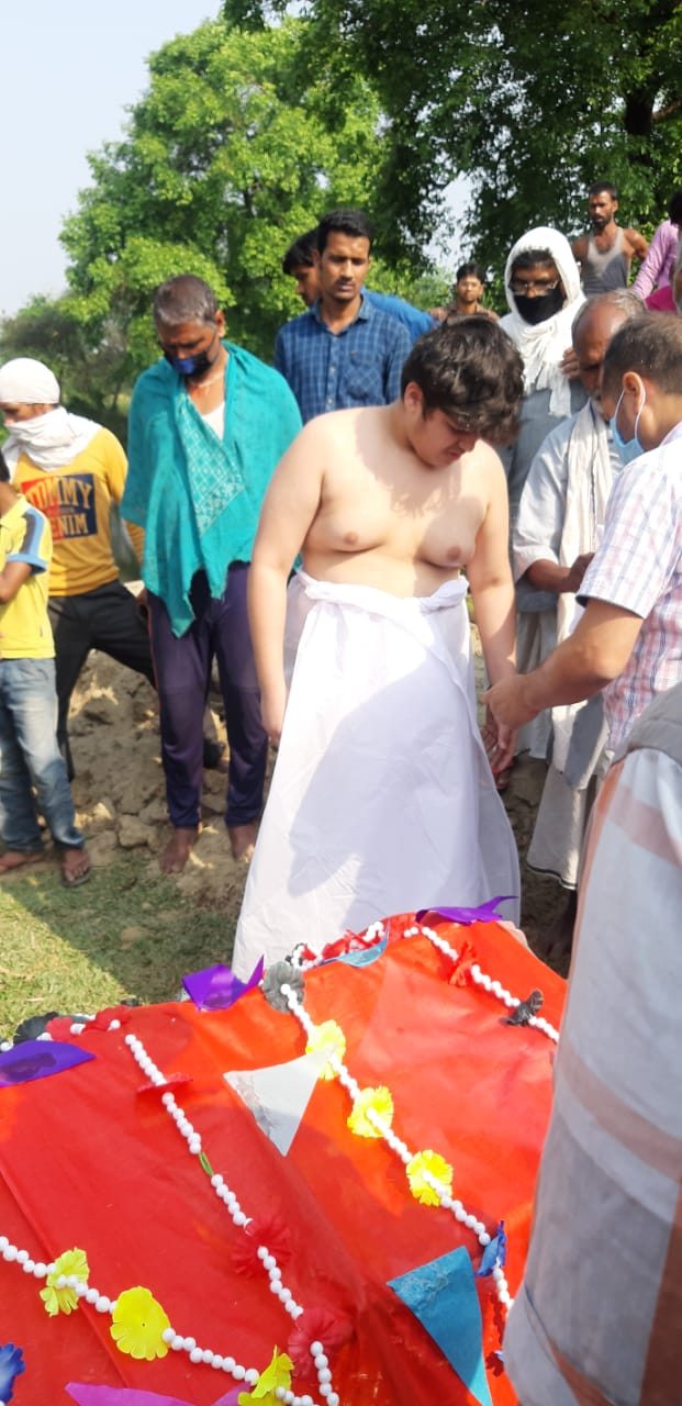 Funeral of Dr.J.P.Yadav at his paternal village Bhura, Supaul.