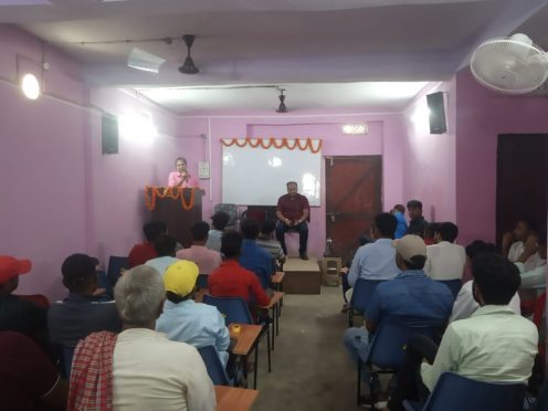 Shikshavid Dr.B N.Yadav Madhepuri and IAS Aditya kumar in motivational classes organised by UPSC coaching centre at Madhepura.