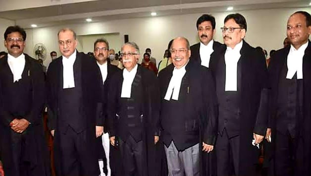 Newly appointed judges of Patna Hogh Court with Chief Justice Sanjay Kerol.