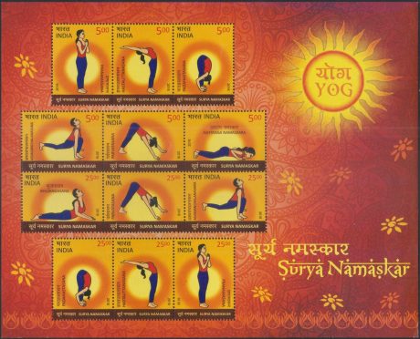 Surya-Namaskar-India-Stamps-Miniature-Sheet-2016-International day of Yoga