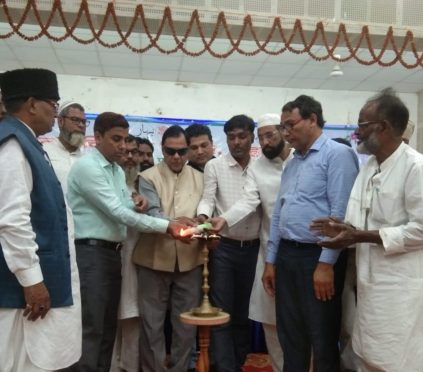 Dr.BhupendraNarayan Yadav Madhepuri inaugurating Farog-E-Urdu at Madhepura Kala Bhawan.