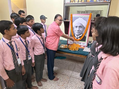 Dr.B.N.Yadav Madhepuri celebrating 131st birth anniversary of great scientist Sir C.V.Raman.